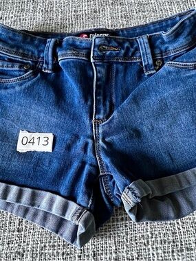 Tractr Dark Blue Cuffed Denim Shorts